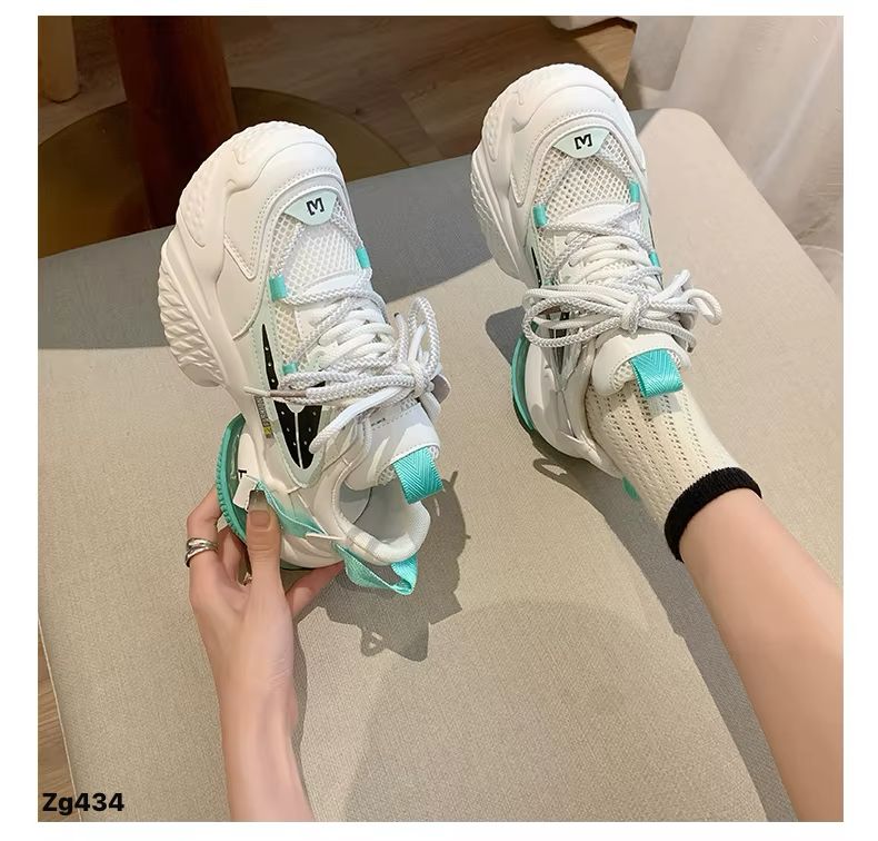 Tenis blanco detalles verde suela 6cm 88806 C-2